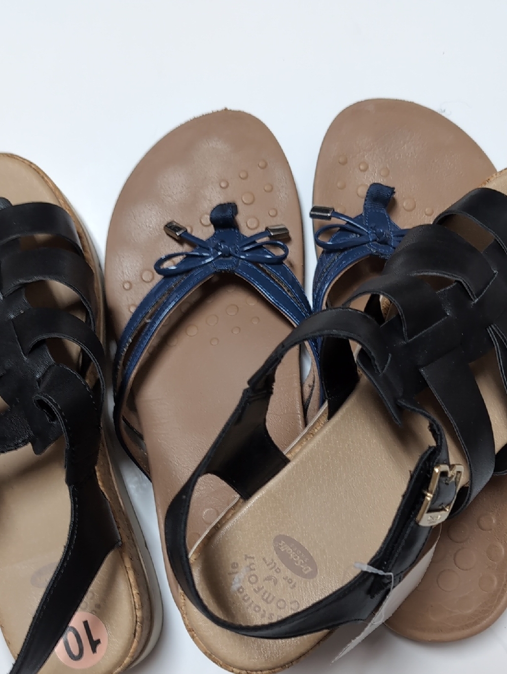 Vionic Navy and Black Women's Bow Thong Sandals Bundle